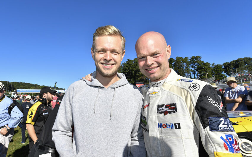 Kevin Magnussen with son Jan Magnussen who will be racing at Le Mans