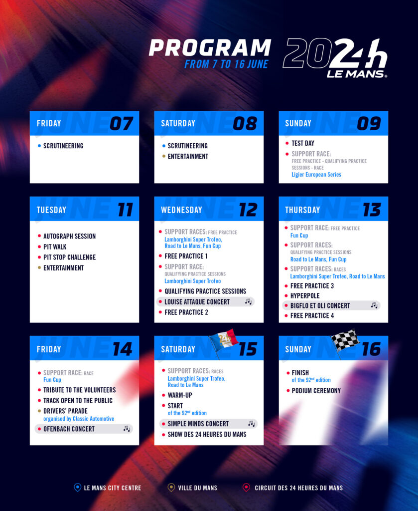 Le Mans schedule